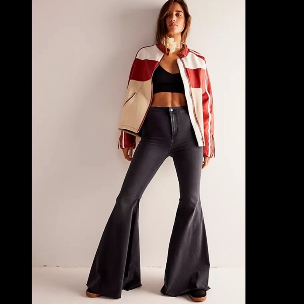 free people charcoal flare jeans